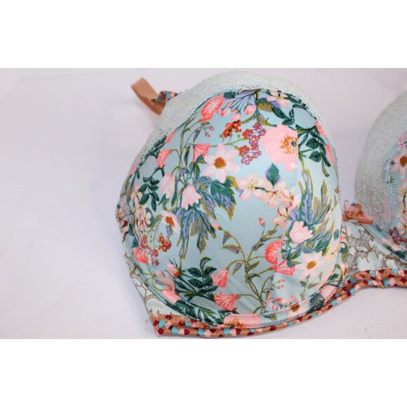 Victoria's Secret Dream Angel Bra 34DDD Green Floral Lace Push Up Padded Unwired - Picture 7 of 13